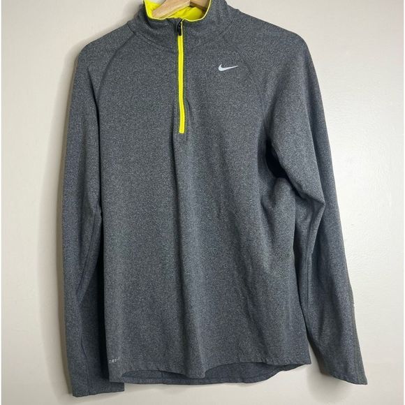 Nike Running Gray Performance quarter zip with Yellow Accents - Picture 1 of 9